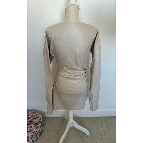 Micas Faux Leather Mini Dress in Bone - S - Picture 6 of 8